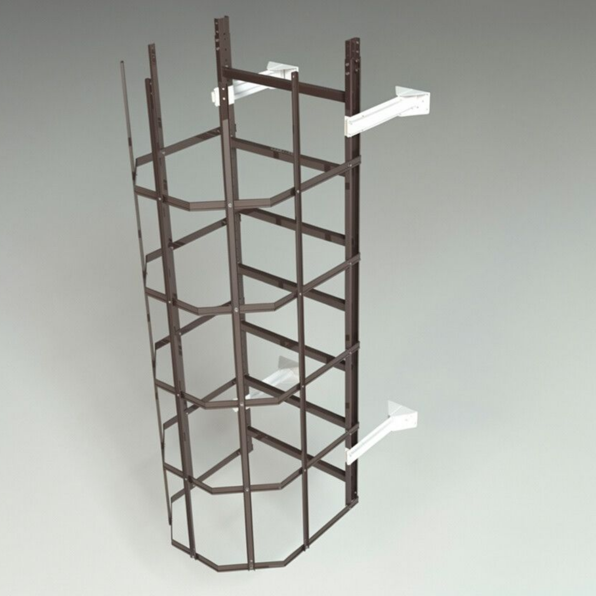 Лестница пожарная П1-2 оцинкованная Roofsystems ГОСТ Р 53254-2009 RAL 8019 темно-коричневая, 2.45 м
